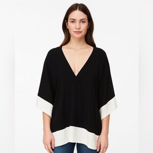 Boston‎ Proper Blouse Women's Size XL V-neck office casual Business Black White